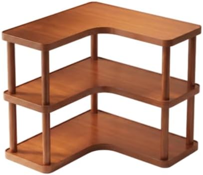Desktop Storage Rack Three Tier Bamboo Corner Desk Organizer L Shaped Easy to Assemble for Wall by Unknown