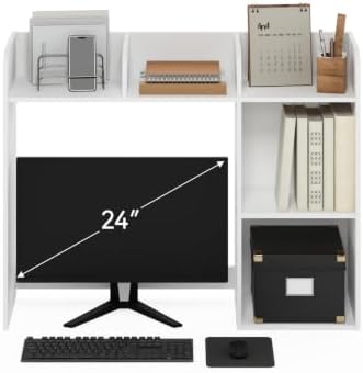 Classic Desk Shelf, 5-Shelf Desktop Hutch, Book Shelf, 3-Tier Desk Organzier, for Office Supplies, Office Desk Accessories, for Home Office, College, Dorm, White - Image 6