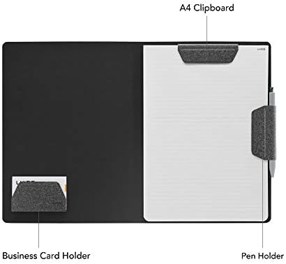 LHiDS Magnetic Business Portfolio Lite Resume Padfolio Organizer with Clipboard, Paper Clip, Writing Pad, Pen/Card Holder, Magnetic Closure for Work, School and More (Black, A4/Letter) - Image 2