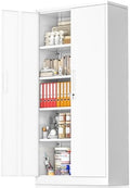 Greenvelly White Metal Storage Cabinet, 72" Steel Locking Cabinet with Doors and 4 Adjustable Shelves, Tall Tool Cabinets Lockable File Cabinet for Home Office, Metal Classroom Cabinet for Garage by Greenvelly
