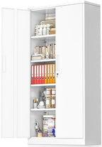 Greenvelly White Metal Storage Cabinet, 72" Steel Locking Cabinet with Doors and 4 Adjustable Shelves, Tall Tool Cabinets Lockable File Cabinet for Home Office, Metal Classroom Cabinet for Garage by Greenvelly