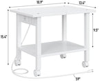 TUTOTAK Printer Stand, 2 Tier Rolling Printer Cart with Charging Station - Image 7