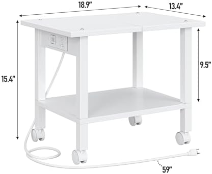 TUTOTAK Printer Stand, 2 Tier Rolling Printer Cart with Charging Station - Image 7