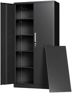 Metal Storage Cabinet with Locking Doors, 71" Tall Steel Locker Organizer with Adjustable Shelves, Garage Utility Cabinet for Home, Office, Shop, and School by Tivostaral