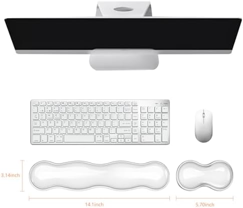 Gel Keyboard Wrist Rest, Cute Wrist Support and Arm Support Keyboard Rest for Keyboard and Mouse Typing Pain Relief，Suitable for Office/Computer/Laptop/Gaming（Transparent White Set ） - Image 6