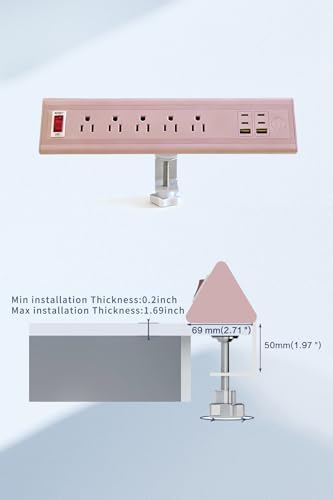 Desk Clamp Power Strip with Nightlight, 40W Fast Charging, 10FT Extension Cord, 4x20W USB-C & 2 USB Ports, 5 AC Outlets, Fits 1.69-Inch Table Edges - Image 7