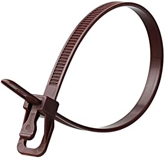 RETYZ 6-Inch Brown Reusable Releasable Cable Ties – 100 Pack, 50 lb Strength, Patented Quick-Release, Tool-Free Design for Home, Office, and Light Industrial Use by RETYZ