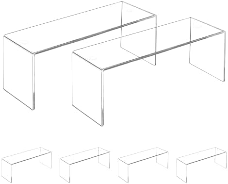 Aminigram 4 Pack Clear Shelf Risers, Display Stands 12.4L x 4W x 4.6H in by Aminigram
