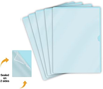 Light Blue Vinyl Folders, Heavy Duty Plastic Folders with Clear Front Pocket, Doctor Stuff, Letter Size L-Type Document Holder for Home, Office and Medical, Pack of 100 - Image 2
