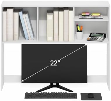 Furinno Classic Desk Shelf, 4-Shelf Desktop Hutch, Book Shelf, Desk Organzier, for Office Supplies, Office Desk Accessories, White - Image 4