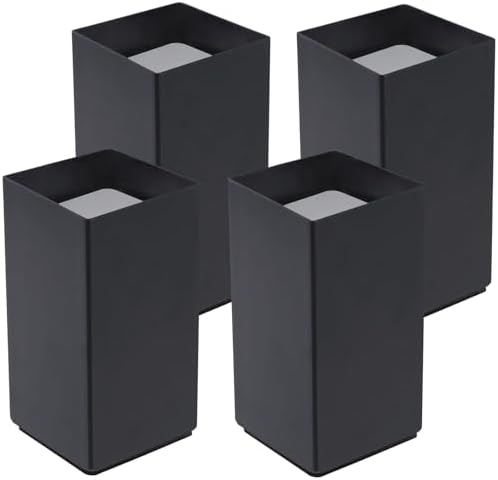 Square Steel Riser, 3.97-4.72 Inch Height, Fits 2.26 Inch Leg, 4Pcs Black - Image 7