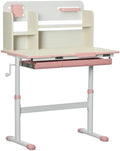Qaba Wooden Kids Study Desk Height Adjustable Tilt Desktop Drawer Pink by Qaba