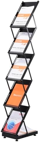 PATIKIL Foldable Magazine Display Racks Floor Standing 5 Layers Brochure Stand Catalog Literature Holder with Wheels for Hotel, Exhibition, Trade Show, Office by PATIKIL