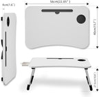 Lap Desk Bed Trays for Eating and Laptops Breakfast in Bed Tray for Sofa/Couch/Study/Reading/Writing with Cup Holder/Drawer On Low Sitting Floor Large Portable Foldable (White) - Image 4
