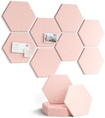 Fluxynara 8-Pack Hexagon Felt Bulletin Board Tiles, Pink-1 by FLUXYNARA