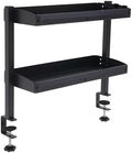 LYNICESHOP Clamp On Desk Shelf,2-Tier Adjustable Storage Organizer with Tray for Laptop, Office Supplies and Decor 22lbs Capacity per Shelf (Black/White) (Black) by LYNICESOP