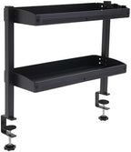LYNICESHOP Clamp On Desk Shelf,2-Tier Adjustable Storage Organizer with Tray for Laptop, Office Supplies and Decor 22lbs Capacity per Shelf (Black/White) (Black) by LYNICESOP