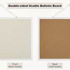 Cork Board with Linen, 30" x 20" Double-Sided Bulletin Board, Pin Boards - Image 3