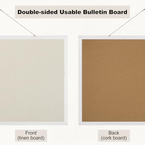 Cork Board with Linen, 30" x 20" Double-Sided Bulletin Board, Pin Boards - Image 3