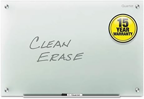 Quartet Glass Whiteboard, Non-Magnetic Dry Erase White Board, 24" x 18", Infinity Frameless Mounting, Includes Dry Erase Marker, Frosted White (G2418F) by Quartet