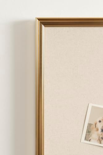 Kate and Laurel Adlynn Rectangle Framed Linen Fabric Pinboard, 24 x 36, Gold, Traditional Beveled Bulletin Board for Vintage Home Wall Organization or Aspirational Vision Board - Image 6