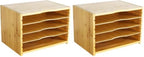 WKWKER File Organizer with 3 Adjustable Shelves Bamboo Document Letter Tray Paper File Sorter for Desktop Office Home Study Workstation Desk Storage Rack (Natural) (Pack of 2) by WKWKER