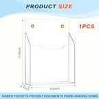 Feifeiya 1 Pcs Clear Acrylic File Holder Wall Mount, 12.6"x9.5"x2.4" - Image 2