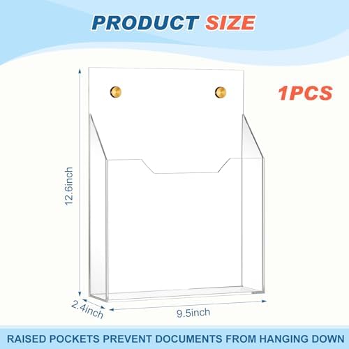 Feifeiya 1 Pcs Clear Acrylic File Holder Wall Mount, 12.6"x9.5"x2.4" - Image 2