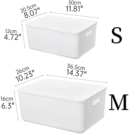 Yishyfier Plastic Storage Baskets Bins Boxes With Lids,Organizing Container White Storage Organizer Bins For Shelves Drawers Desktop Playroom Classroom Office,3-Pack(M+2S) - Image 6