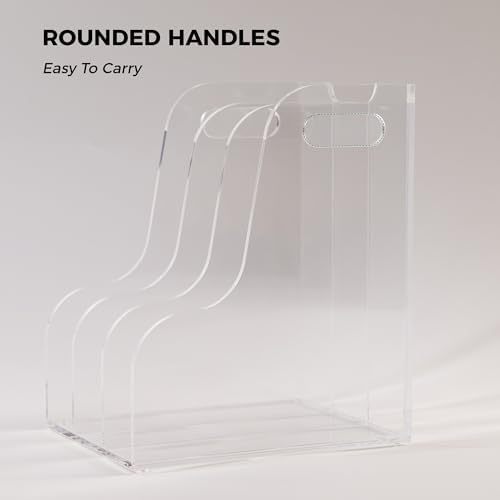 3 Vertical Compartments File Holder, Clear Acrylic Desk Organizer and Storage Bins Holding for Magazines, Binders, Notebooks, Envelopes, Multi-purpose Document Organizer for Home Office - Image 6