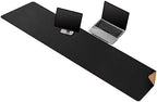 MAIDERN 63”x 15.7” Leather Desk Pad XXL, Large Desk Mat, Cork & Leather Large Mouse pad for Desk, Waterproof Computer Desk Pad for Gaming Home Office (Black) … by Maidern