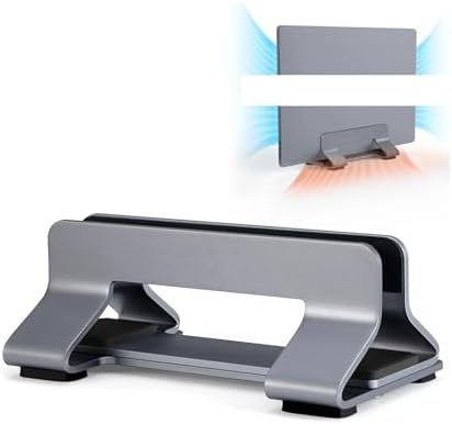 Vertical Laptop Stand Tool-Free Adjustable Laptop Stand Holder Vertical Width from 0.35"-1.6" Support Almost All Laptop(Space Grey-1 Slot) - Image 2