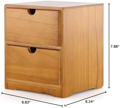 Storage Chest, Wooden Drawer Box, Desk Top Storage with 1/2/3/4 Drawers,Storage Box Drawer Box Desk Organizer, Cosmetic Drawer Storage Box-2-Drawer - Image 2