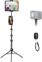 OMOTON 65" Tablet Floor Stand Tripod for iPad with Remote, 360°Phone Holder by OMOTON