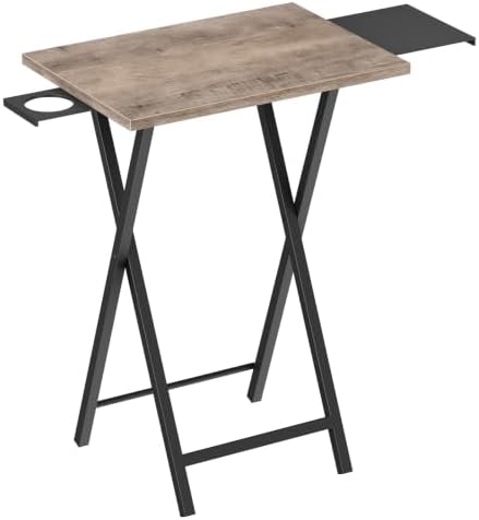 HOOBRO Folding TV Tray Table with Cup Holder & Side Tray, Snack Table by HOOBRO