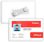 Staples Magnetic Badge Holders, Credit Card Size, Clear, 25-Pack by Staples