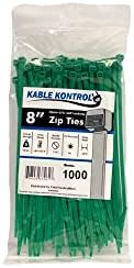 Kable Kontrol Cable Zip Ties, 8 Inch, 1000 Pcs, 50lbs Test, Green by KABLEKONTROL%C2%AE