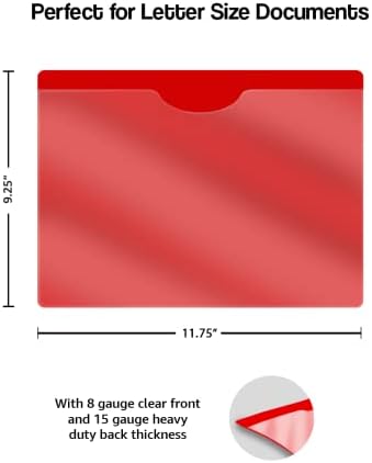 Red Plastic Folders with Pockets and Clear Cover, Doctor Stuff, Letter Size, Top Loading Vinyl File Folders, Job Jacket, Documents Holder, Pack of 100 - Image 2