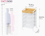 SWTYMIKI Rolling Cart with Drawers - Under Desk Storage Cart with Wheels, 4 Metal Drawers, Wood Top, Utility File Cart for Office Organization, Art, Craft, Classroom, Kitchen, Bedroom White - Image 3