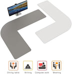 Chihein L Shaped Leather Desk Mat 53.2” x 65” x 19.7” (Gray/White) - Image 3