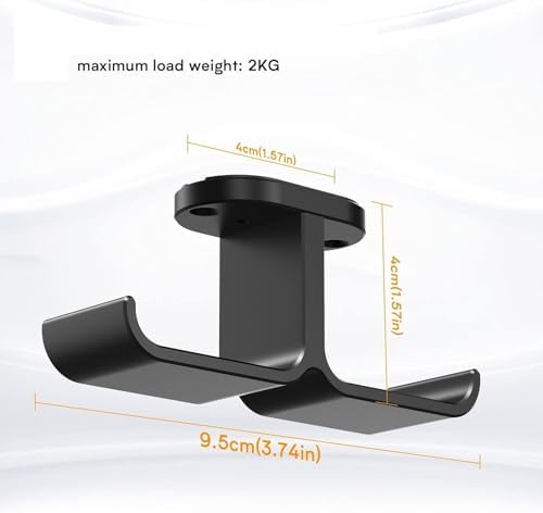 Headphone Stand Hanger Stand Under Desk Hook 360° Rotation Ball Plunger Hanger Aluminum Stick-On Adhesive Dual Headsets Holder Mount PC Earphone Stand - Image 4
