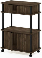 Furinno Turn-N-Tube Printer Stand with Storage, 4-Tier Printer Table with Wheels, Closed Cabinets, Large Printer Stand for CPU, Office Supplies, Home Office, Brown Walnut - Image 5
