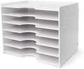 SONGWAY File Organizer for Desk - 7 Tier Wide Document Holder, Letter Mail Tray Storage Rack, A4 Paper Storage Holder, Desktop Organizer for Home Office School, White by SONGWAY
