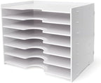 SONGWAY File Organizer for Desk - 7 Tier Wide Document Holder, Letter Mail Tray Storage Rack, A4 Paper Storage Holder, Desktop Organizer for Home Office School, White by SONGWAY