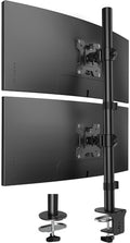 HUANUO Vertical Dual Monitor Mount, Stacked Monitor Stand for 2 Monitors with Height Adjustment Computer Monitor Arm Supports Two 17 to 32 Inch with C Clamp Each Desk Mount Hold up to 17.6lbs by HUANUO