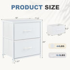 DUMOS Night Stand Small Dresser for Bedroom with 2 Drawers, Bedside Table - Image 3