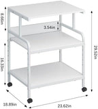Arbuxzuy Large Printer Stand with Storage Shelf, 23.6" W x 18.9" D Printer Cart with Wheels, 3 Tier Mobile Printer Table for Home Office,Stands for Heat Press Scanner Fax (White) - Image 4