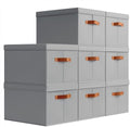 Homsorout Storage Bins with Lids - Large Fabric Closet Bins with Lid, 8 Pack Clothes Organizers and Storage, Collapsible Stackable Cube Basket for Home, Office, Dorm, Grey by Homsorout