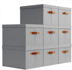 Homsorout Storage Bins with Lids - Large Fabric Closet Bins with Lid, 8 Pack Clothes Organizers and Storage, Collapsible Stackable Cube Basket for Home, Office, Dorm, Grey by Homsorout