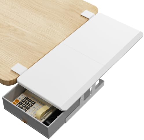 ETHU Desk Extender Tray with Storage Drawer, 25.6x11.4, White - Image 2